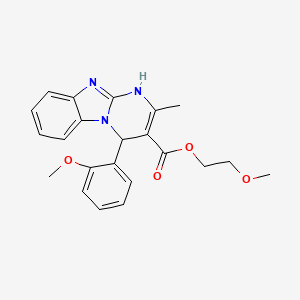 molecular formula C22H23N3O4 B11460091 2-Methoxyethyl 4-(2-methoxyphenyl)-2-methyl-1,4-dihydropyrimido[1,2-a]benzimidazole-3-carboxylate 