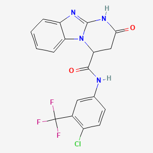 molecular formula C18H12ClF3N4O2 B11460102 N-[4-chloro-3-(trifluoromethyl)phenyl]-2-oxo-1,2,3,4-tetrahydropyrimido[1,2-a]benzimidazole-4-carboxamide 