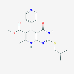 molecular formula C19H22N4O3S B11460126 Methyl 7-methyl-2-[(2-methylpropyl)sulfanyl]-4-oxo-5-(pyridin-4-yl)-3,4,5,8-tetrahydropyrido[2,3-d]pyrimidine-6-carboxylate 