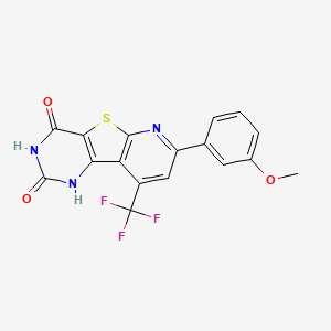 11-(3-methoxyphenyl)-13-(trifluoromethyl)-8-thia-3,5,10-triazatricyclo[7.4.0.02,7]trideca-1(9),2(7),10,12-tetraene-4,6-dione