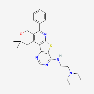 N-(4,4-dimethyl-8-phenyl-5-oxa-11-thia-9,14,16-triazatetracyclo[8.7.0.02,7.012,17]heptadeca-1(10),2(7),8,12(17),13,15-hexaen-13-yl)-N',N'-diethylethane-1,2-diamine