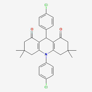 molecular formula C29H29Cl2NO2 B11460172 9,10-bis(4-chlorophenyl)-3,3,6,6-tetramethyl-3,4,6,7,9,10-hexahydroacridine-1,8(2H,5H)-dione 