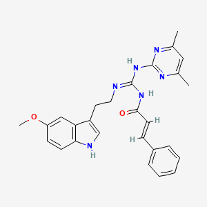 molecular formula C27H28N6O2 B11460179 (2E)-N-((1E)-[(4,6-dimethylpyrimidin-2-yl)amino]{[2-(5-methoxy-1H-indol-3-yl)ethyl]amino}methylene)-3-phenylacrylamide 