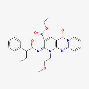 ethyl 7-(2-methoxyethyl)-2-oxo-6-(2-phenylbutanoylimino)-1,7,9-triazatricyclo[8.4.0.03,8]tetradeca-3(8),4,9,11,13-pentaene-5-carboxylate