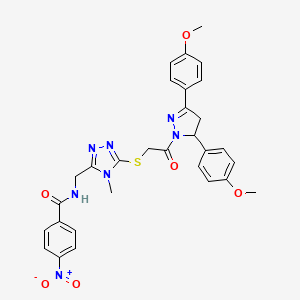 N-{[5-({2-[3,5-Bis(4-methoxyphenyl)-4,5-dihydro-1H-pyrazol-1-YL]-2-oxoethyl}sulfanyl)-4-methyl-4H-1,2,4-triazol-3-YL]methyl}-4-nitrobenzamide