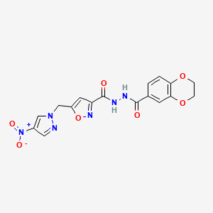 N'-(2,3-dihydro-1,4-benzodioxin-6-ylcarbonyl)-5-[(4-nitro-1H-pyrazol-1-yl)methyl]-1,2-oxazole-3-carbohydrazide