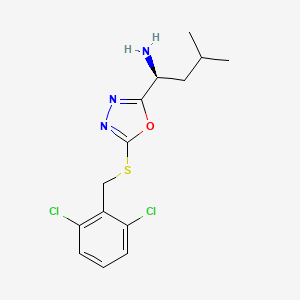 molecular formula C14H17Cl2N3OS B11460261 (1S)-1-{5-[(2,6-dichlorobenzyl)sulfanyl]-1,3,4-oxadiazol-2-yl}-3-methylbutan-1-amine 