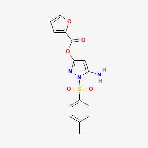 molecular formula C15H13N3O5S B11460358 [5-amino-1-(4-methylphenyl)sulfonylpyrazol-3-yl] furan-2-carboxylate 