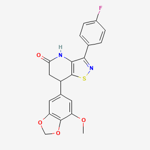 molecular formula C20H15FN2O4S B11460361 3-(4-fluorophenyl)-7-(7-methoxy-1,3-benzodioxol-5-yl)-6,7-dihydro[1,2]thiazolo[4,5-b]pyridin-5(4H)-one 