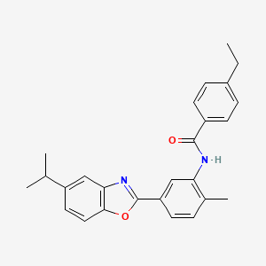 4-ethyl-N-{2-methyl-5-[5-(propan-2-yl)-1,3-benzoxazol-2-yl]phenyl}benzamide