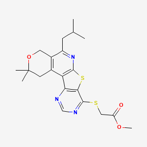 methyl 2-[[4,4-dimethyl-8-(2-methylpropyl)-5-oxa-11-thia-9,14,16-triazatetracyclo[8.7.0.02,7.012,17]heptadeca-1(10),2(7),8,12(17),13,15-hexaen-13-yl]sulfanyl]acetate