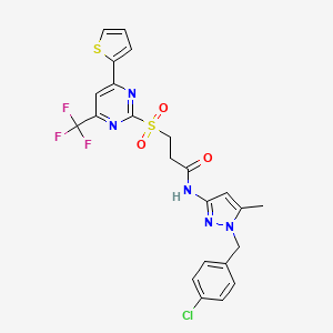 N-[1-(4-chlorobenzyl)-5-methyl-1H-pyrazol-3-yl]-3-{[4-(thiophen-2-yl)-6-(trifluoromethyl)pyrimidin-2-yl]sulfonyl}propanamide