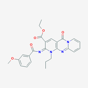 ethyl 6-(3-methoxybenzoyl)imino-2-oxo-7-propyl-1,7,9-triazatricyclo[8.4.0.03,8]tetradeca-3(8),4,9,11,13-pentaene-5-carboxylate