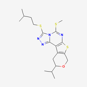 5-(3-methylbutylsulfanyl)-7-methylsulfanyl-14-propan-2-yl-13-oxa-10-thia-3,4,6,8-tetrazatetracyclo[7.7.0.02,6.011,16]hexadeca-1(9),2,4,7,11(16)-pentaene