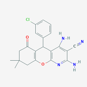 2,4-diamino-5-(3-chlorophenyl)-8,8-dimethyl-6-oxo-6,7,8,9-tetrahydro-5H-chromeno[2,3-b]pyridine-3-carbonitrile