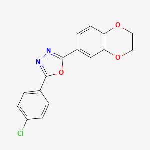 molecular formula C16H11ClN2O3 B11460530 2-(4-Chlorophenyl)-5-(2,3-dihydro-1,4-benzodioxin-6-yl)-1,3,4-oxadiazole 