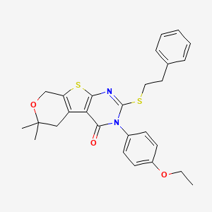 4-(4-ethoxyphenyl)-12,12-dimethyl-5-(2-phenylethylsulfanyl)-11-oxa-8-thia-4,6-diazatricyclo[7.4.0.02,7]trideca-1(9),2(7),5-trien-3-one