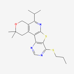 4,4-dimethyl-8-propan-2-yl-13-propylsulfanyl-5-oxa-11-thia-9,14,16-triazatetracyclo[8.7.0.02,7.012,17]heptadeca-1(10),2(7),8,12(17),13,15-hexaene