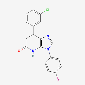 molecular formula C18H13ClFN3O B11460638 7-(3-chlorophenyl)-3-(4-fluorophenyl)-3,4,6,7-tetrahydro-5H-imidazo[4,5-b]pyridin-5-one 