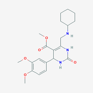 molecular formula C21H29N3O5 B11460660 Methyl 6-[(cyclohexylamino)methyl]-4-(3,4-dimethoxyphenyl)-2-oxo-1,2,3,4-tetrahydropyrimidine-5-carboxylate 