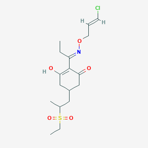 molecular formula C17H26ClNO5S B1146070 2-[(E)-N-[(E)-3-chloroprop-2-enoxy]-C-ethylcarbonimidoyl]-5-(2-ethylsulfonylpropyl)-3-hydroxycyclohex-2-en-1-one CAS No. 111031-17-5