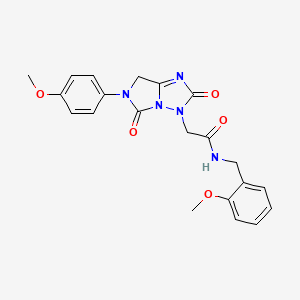 molecular formula C21H21N5O5 B11460736 2-[6-(4-Methoxyphenyl)-2,5-dioxo-2H,3H,5H,6H,7H-imidazo[1,5-B][1,2,4]triazol-3-YL]-N-[(2-methoxyphenyl)methyl]acetamide 