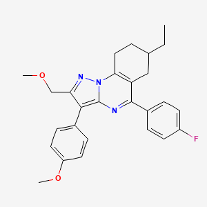 molecular formula C27H28FN3O2 B11460751 7-Ethyl-5-(4-fluorophenyl)-2-(methoxymethyl)-3-(4-methoxyphenyl)-6,7,8,9-tetrahydropyrazolo[1,5-a]quinazoline 