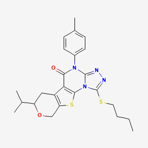 molecular formula C24H28N4O2S2 B11460762 3-butylsulfanyl-7-(4-methylphenyl)-12-propan-2-yl-13-oxa-16-thia-2,4,5,7-tetrazatetracyclo[7.7.0.02,6.010,15]hexadeca-1(9),3,5,10(15)-tetraen-8-one 