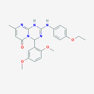 molecular formula C23H25N5O4 B11460775 4-(2,5-dimethoxyphenyl)-2-[(4-ethoxyphenyl)amino]-8-methyl-4,9-dihydro-6H-pyrimido[1,2-a][1,3,5]triazin-6-one 