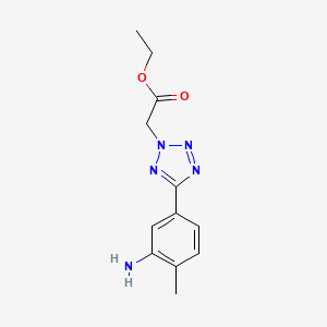 molecular formula C12H15N5O2 B11460792 2H-1,2,3,4-Tetrazole-2-acetic acid, 5-(3-amino-4-methylphenyl)-, ethyl ester 