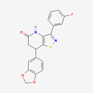 molecular formula C19H13FN2O3S B11460897 7-(1,3-benzodioxol-5-yl)-3-(3-fluorophenyl)-6,7-dihydro[1,2]thiazolo[4,5-b]pyridin-5(4H)-one 