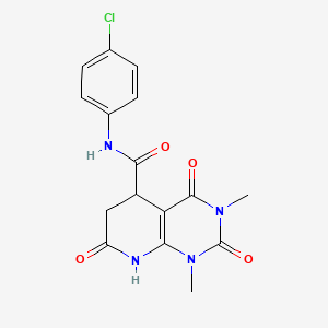 molecular formula C16H15ClN4O4 B11460900 N-(4-chlorophenyl)-1,3-dimethyl-2,4,7-trioxo-1,2,3,4,5,6,7,8-octahydropyrido[2,3-d]pyrimidine-5-carboxamide 