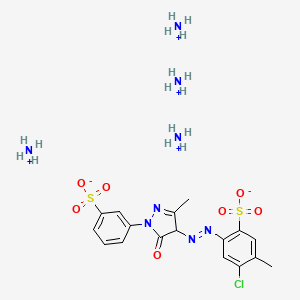 molecular formula C17H21ClN6O7S2 B1146094 Benzenesulfonic acid, 4-chloro-2-[2-[4,5-dihydro-3-methyl-5-oxo-1-(3-sulfophenyl)-1H-pyrazol-4-yl]diazenyl]-5-methyl-, ammonium salt (1:2) CAS No. 154946-66-4