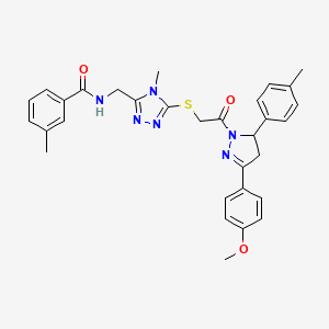 N-((5-((2-(3-(4-methoxyphenyl)-5-(p-tolyl)-4,5-dihydro-1H-pyrazol-1-yl)-2-oxoethyl)thio)-4-methyl-4H-1,2,4-triazol-3-yl)methyl)-3-methylbenzamide