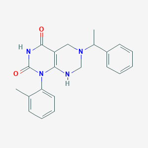 molecular formula C21H22N4O2 B11460960 Pyrimido[4,5-d]pyrimidine-2,4(1H,3H)-dione, 5,6,7,8-tetrahydro-1-(2-methylphenyl)-6-(1-phenylethyl)- 