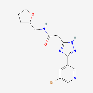 molecular formula C14H16BrN5O2 B11460976 2-[5-(5-bromopyridin-3-yl)-1H-1,2,4-triazol-3-yl]-N-(tetrahydrofuran-2-ylmethyl)acetamide 