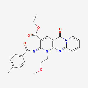 ethyl 7-(2-methoxyethyl)-6-(4-methylbenzoyl)imino-2-oxo-1,7,9-triazatricyclo[8.4.0.03,8]tetradeca-3(8),4,9,11,13-pentaene-5-carboxylate