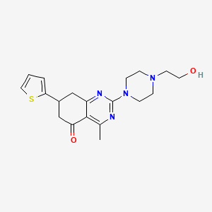 molecular formula C19H24N4O2S B11460997 2-[4-(2-hydroxyethyl)piperazin-1-yl]-4-methyl-7-(thiophen-2-yl)-7,8-dihydroquinazolin-5(6H)-one 