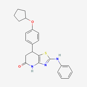 molecular formula C23H23N3O2S B11460998 7-[4-(cyclopentyloxy)phenyl]-2-(phenylamino)-6,7-dihydro[1,3]thiazolo[4,5-b]pyridin-5(4H)-one 