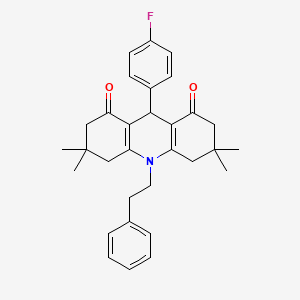 molecular formula C31H34FNO2 B11461005 9-(4-fluorophenyl)-3,3,6,6-tetramethyl-10-(2-phenylethyl)-3,4,6,7,9,10-hexahydroacridine-1,8(2H,5H)-dione 