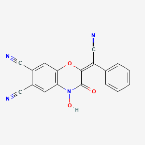 (2Z)-2-[cyano(phenyl)methylidene]-4-hydroxy-3-oxo-3,4-dihydro-2H-1,4-benzoxazine-6,7-dicarbonitrile