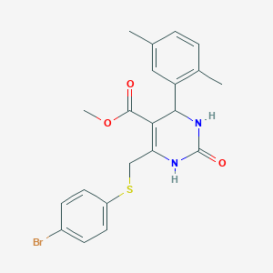 molecular formula C21H21BrN2O3S B11461020 Methyl 6-{[(4-bromophenyl)sulfanyl]methyl}-4-(2,5-dimethylphenyl)-2-oxo-1,2,3,4-tetrahydropyrimidine-5-carboxylate 