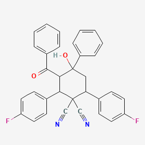 molecular formula C33H24F2N2O2 B11461047 2,6-Bis(4-fluorophenyl)-4-hydroxy-4-phenyl-3-(phenylcarbonyl)cyclohexane-1,1-dicarbonitrile 