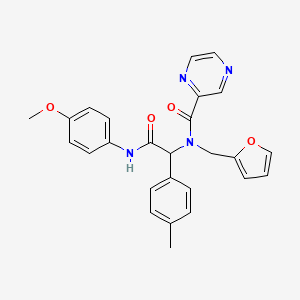 N-(furan-2-ylmethyl)-N-{2-[(4-methoxyphenyl)amino]-1-(4-methylphenyl)-2-oxoethyl}pyrazine-2-carboxamide