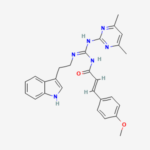 (2E)-N-[(E)-[(4,6-dimethylpyrimidin-2-yl)amino]{[2-(1H-indol-3-yl)ethyl]amino}methylidene]-3-(4-methoxyphenyl)prop-2-enamide