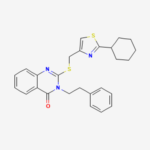 2-{[(2-cyclohexyl-1,3-thiazol-4-yl)methyl]sulfanyl}-3-(2-phenylethyl)quinazolin-4(3H)-one