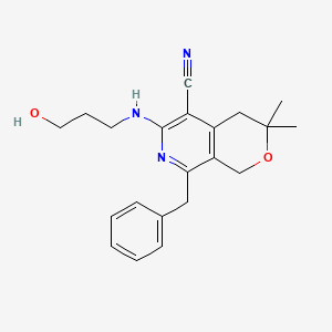 8-benzyl-6-[(3-hydroxypropyl)amino]-3,3-dimethyl-3,4-dihydro-1H-pyrano[3,4-c]pyridine-5-carbonitrile