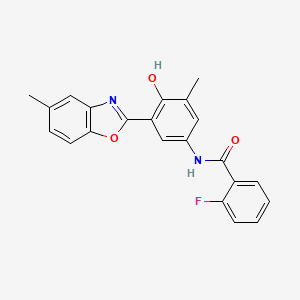 molecular formula C22H17FN2O3 B11461158 2-fluoro-N-[4-hydroxy-3-methyl-5-(5-methyl-1,3-benzoxazol-2-yl)phenyl]benzamide 