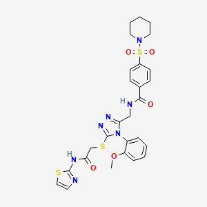 N-{[4-(2-Methoxyphenyl)-5-({[(1,3-thiazol-2-YL)carbamoyl]methyl}sulfanyl)-4H-1,2,4-triazol-3-YL]methyl}-4-(piperidine-1-sulfonyl)benzamide