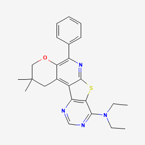 N,N-diethyl-4,4-dimethyl-8-phenyl-6-oxa-11-thia-9,14,16-triazatetracyclo[8.7.0.02,7.012,17]heptadeca-1,7,9,12(17),13,15-hexaen-13-amine